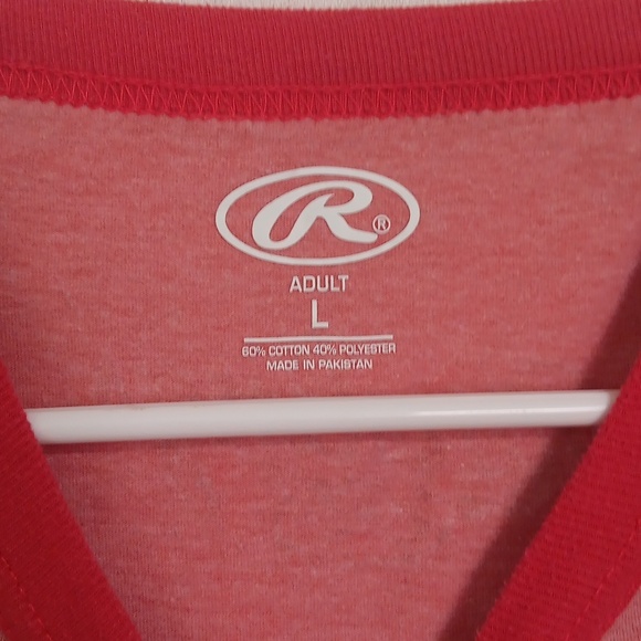 Rawlings Red 3/4 Sleeve Henley T-Shirt Size Large - Picture 2 of 3
